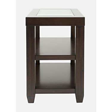 Urban Icon Glass Inlay Chair Side End Table with Storage In Merlot
