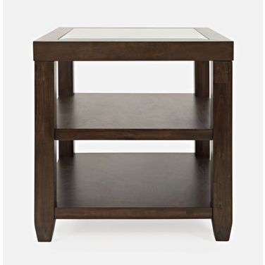 Urban Icon Glass Inlay End Table with Storage In Merlot