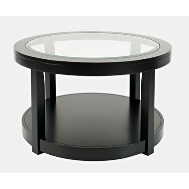 Urban Icon Round Glass Inlay Coffee Table In Black