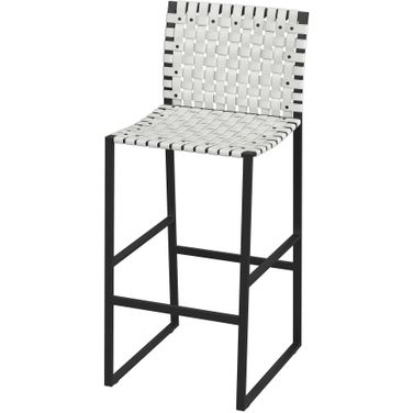 Urban Woven Leather Rectangular 28 Inch Barstool In White