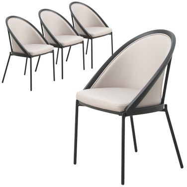 Urbane Modern Dining Chair Set of 4 In Light Grey