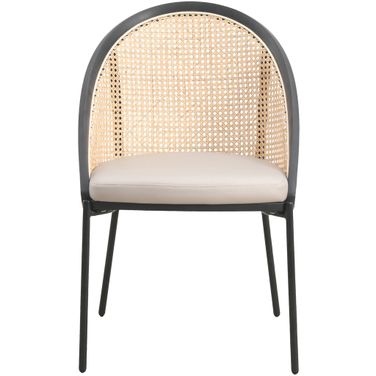 Urbane Modern Dining Chair with Wicker back In Taupe