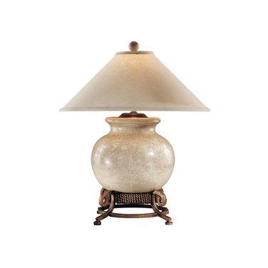 Urn With Stand Lamp In White and Cream