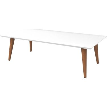 Utopia 11.81 Inch High Rectangle Coffee Table With Splayed Legs In Off White And Maple Cream
