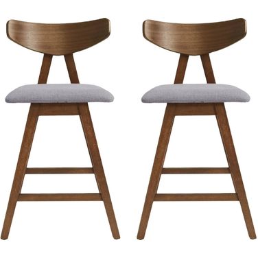 Utopia Counter Stool with Iconic Splayed Legs and Stunning Wood Frame In Dark Grey - Set of 2
