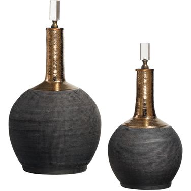 Uttermost Arnav Matte Black Bottles Set Of 2