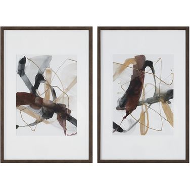 Uttermost Burgundy Interjection Abstract Prints Set Of 2
