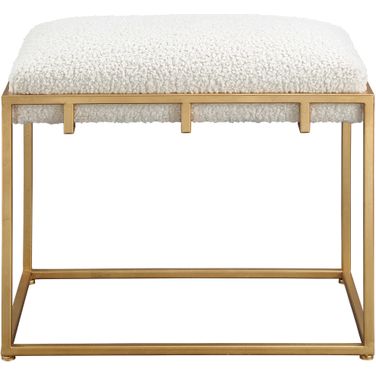 Uttermost Paradox Small Gold And White Shearling Bench