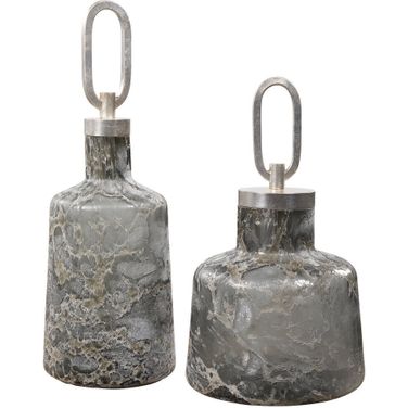 Uttermost Storm Art Glass Bottles Set Of 2