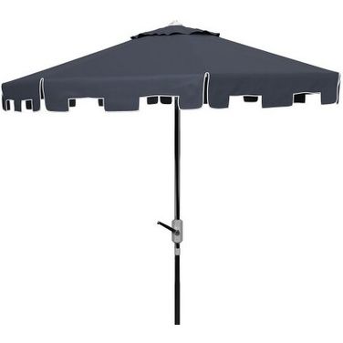 Uv Resistant Zimmerman 9 Ft Crank Market Push Button Tilt Umbrella with Flap in Navy