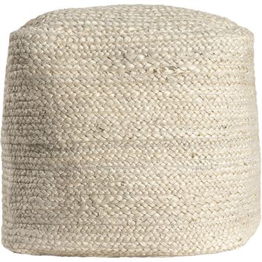 Uvero Solid Hand-Braided Jute Square Ottoman Pouf In White