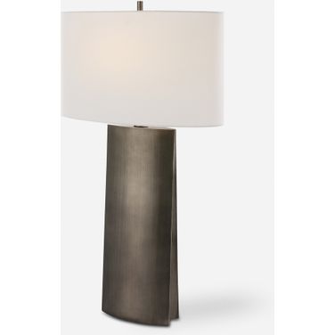 V Groove Table Lamp In Brown