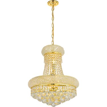 Primo 16" Gold 8 Light Pendant With Clear Royal Cut Crystal Trim