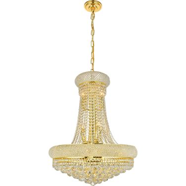 Primo 24" Gold 14 Light Chandelier With Clear Royal Cut Crystal Trim