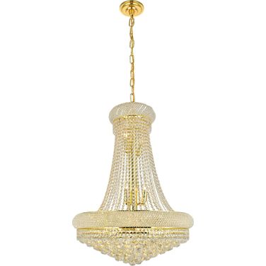 Primo 28" Gold 14 Light Chandelier With Clear Royal Cut Crystal Trim