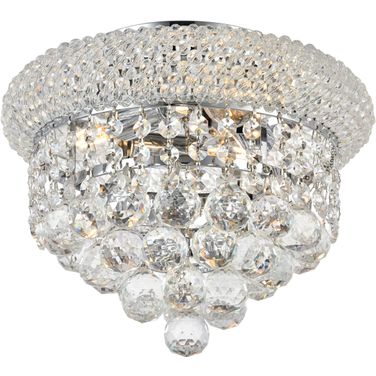 Primo 10" Chrome 3 Light Flush Mount With Clear Royal Cut Crystal Trim
