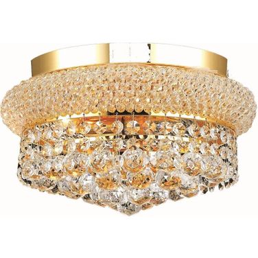 Primo 12" Gold 4 Light Flush Mount With Clear Royal Cut Crystal Trim