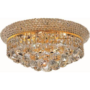 Primo 14" Gold 6 Light Flush Mount With Clear Royal Cut Crystal Trim