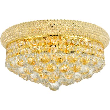 Primo 16" Gold 8 Light Flush Mount With Clear Royal Cut Crystal Trim