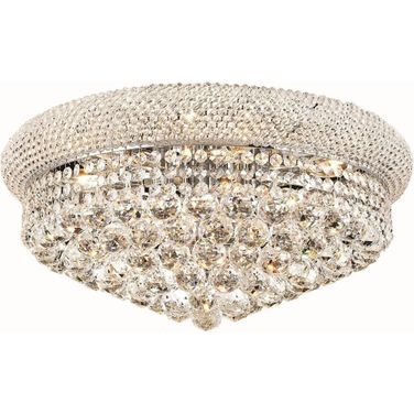 Primo 20" Chrome 10 Light Flush Mount With Clear Royal Cut Crystal Trim