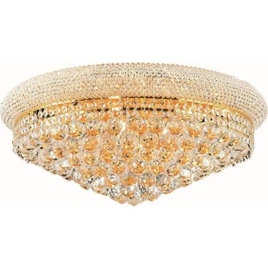 Primo 24" Gold 12 Light Flush Mount With Clear Royal Cut Crystal Trim