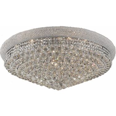 Primo 36" Chrome 20 Light Flush Mount With Clear Royal Cut Crystal Trim