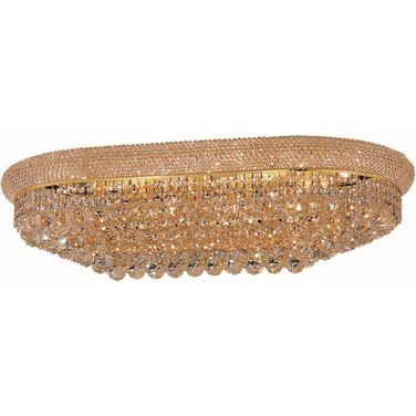 Primo 20" Gold 18 Light Flush Mount With Clear Royal Cut Crystal Trim