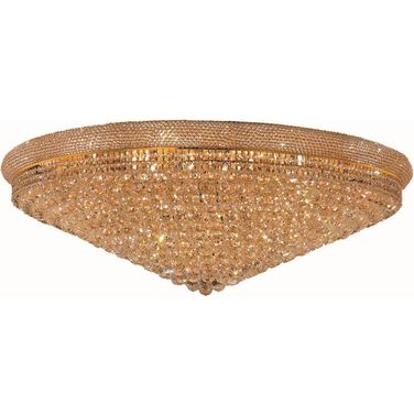 Primo 48" Gold 33 Light Flush Mount With Clear Royal Cut Crystal Trim