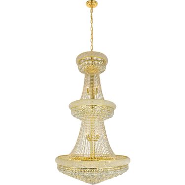 Primo 36" Gold 32 Light Chandelier With Clear Royal Cut Crystal Trim