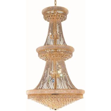 Primo 42" Gold 38 Light Chandelier With Clear Royal Cut Crystal Trim