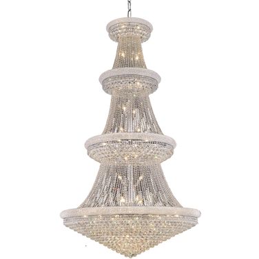 Primo 54" Chrome 48 Light Chandelier With Clear Royal Cut Crystal Trim