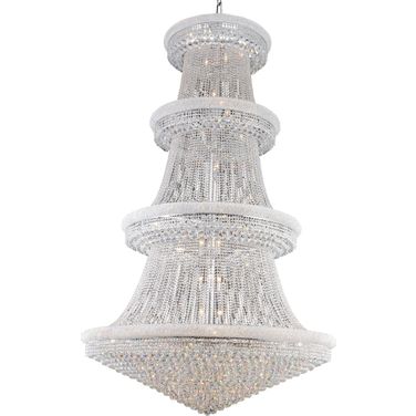 Primo 62" Chrome 56 Light Chandelier With Clear Royal Cut Crystal Trim