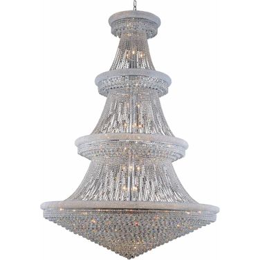 Primo 72" Chrome 66 Light Chandelier With Clear Royal Cut Crystal Trim