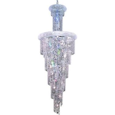 Spiral 21" Chrome 22 Light Chandelier With Clear Royal Cut Crystal Trim