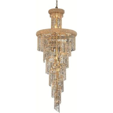 Spiral 30" Gold 28 Light Chandelier With Clear Royal Cut Crystal Trim