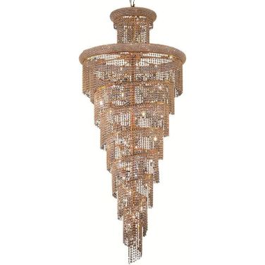 Spiral 36" Gold 32 Light Chandelier With Clear Royal Cut Crystal Trim