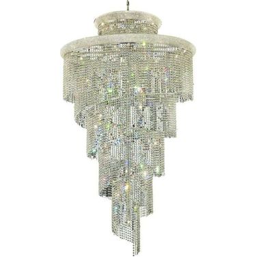 Spiral 48" Chrome 41 Light Chandelier With Clear Royal Cut Crystal Trim