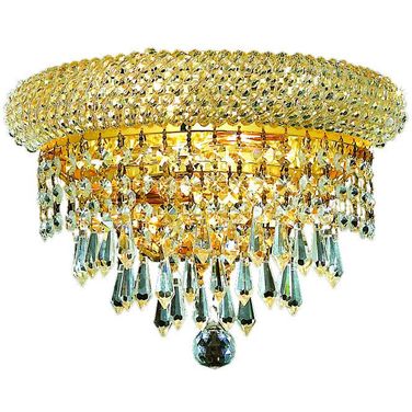 V1802W12G/RC Primo 12" Gold 2 Light Wall Sconce With Clear Royal Cut Crystal Trim