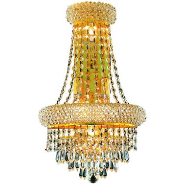 V1802W12SG/RC Primo 12" Gold 4 Light Wall Sconce With Clear Royal Cut Crystal Trim