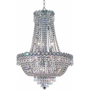Century 20" Chrome 12 Light Chandelier With Clear Royal Cut Crystal Trim