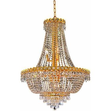 Century 24" Gold 12 Light Chandelier With Clear Royal Cut Crystal Trim