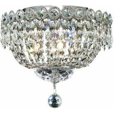 V1900F12C/RC Century 12" Chrome 4 Light Flush Mount With Clear Royal Cut Crystal Trim
