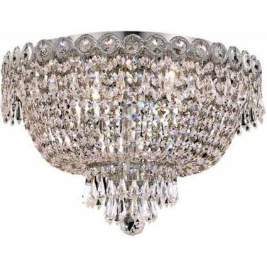 Century 16" Chrome 4 Light Flush Mount With Clear Royal Cut Crystal Trim