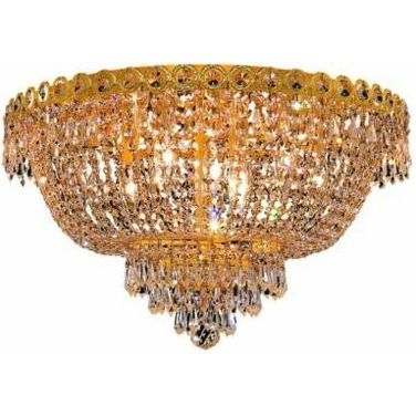 Century 20" Gold 9 Light Flush Mount With Clear Royal Cut Crystal Trim