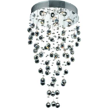 Galaxy 18" Chrome 6 Light Pendant With Clear Royal Cut Crystal Trim