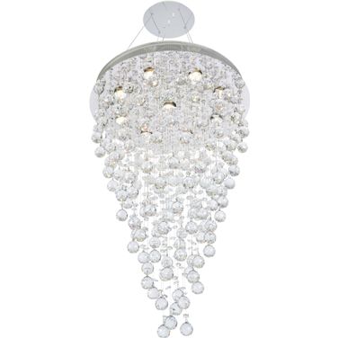 Galaxy 24" Chrome 8 Light Chandelier With Clear Royal Cut Crystal Trim
