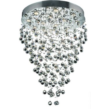 Galaxy 28" Chrome 12 Light Chandelier With Clear Royal Cut Crystal Trim