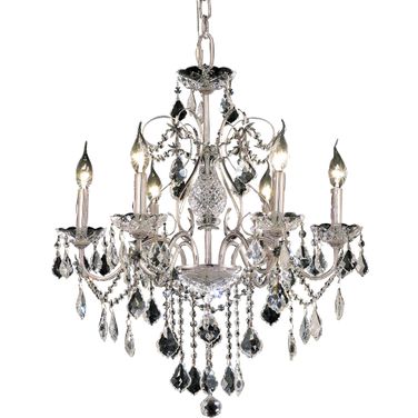 V2015d24cRc St Francis 24" Chrome 6 Light Chandelier With Clear Royal Cut Crystal Trim