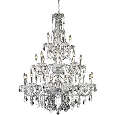 V2015g36cRc St Francis 36" Chrome 24 Light Chandelier With Clear Royal Cut Crystal Trim