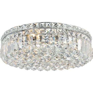 V2030F20C/RC Maxime 20" Chrome 6 Light Flush Mount With Clear Royal Cut Crystal Trim